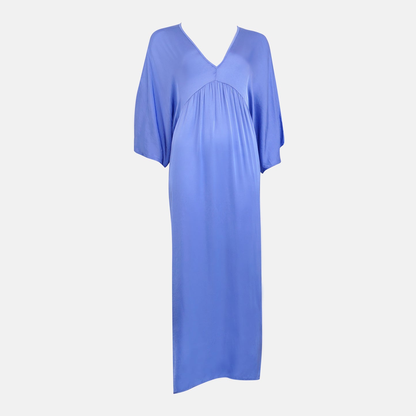 Lana Satin V-neck Drop 3/4 sleeve Cornflower blue