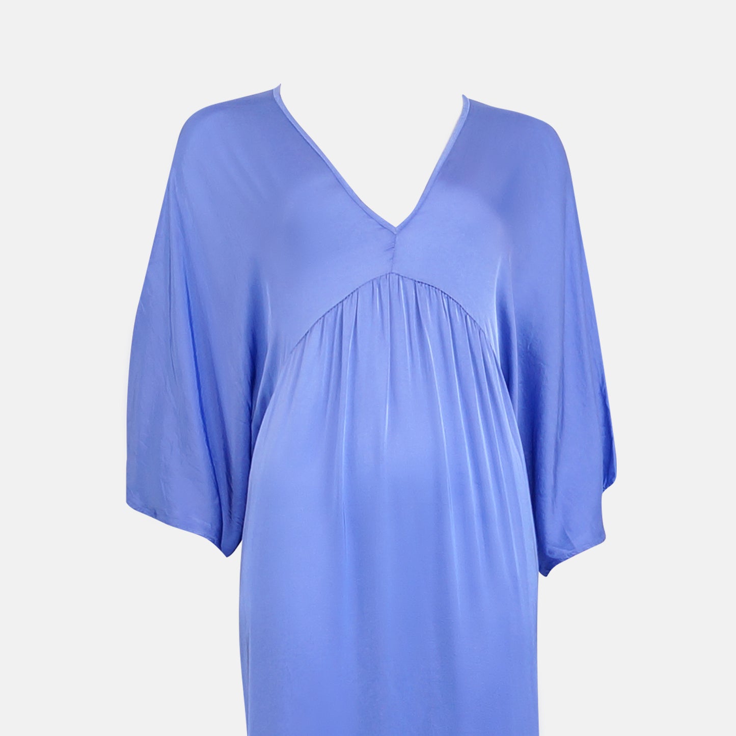 Lana Satin V-neck Drop 3/4 sleeve Cornflower blue