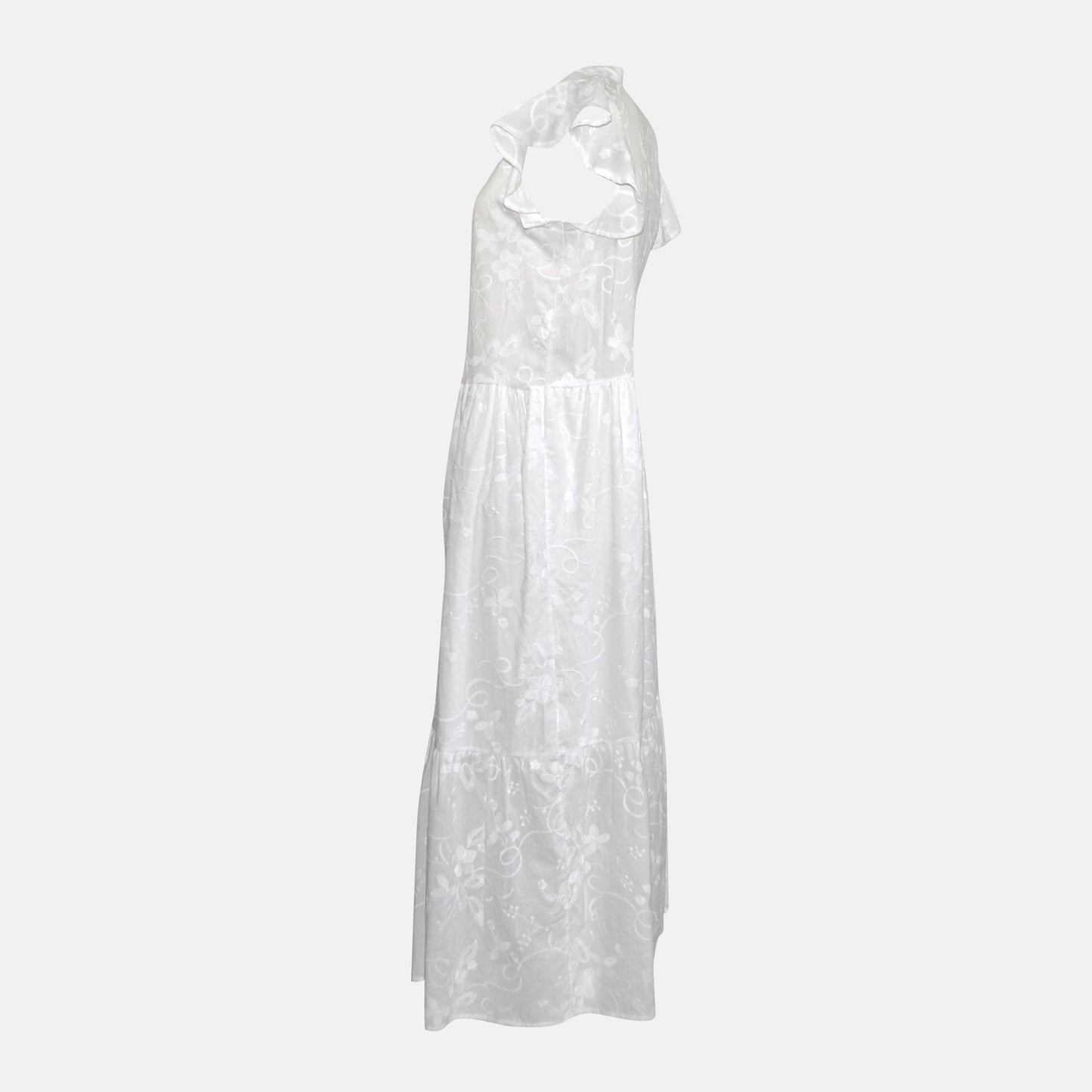 Lucia Shirt dress, 3 tiered skirt button front with short frill sleeve