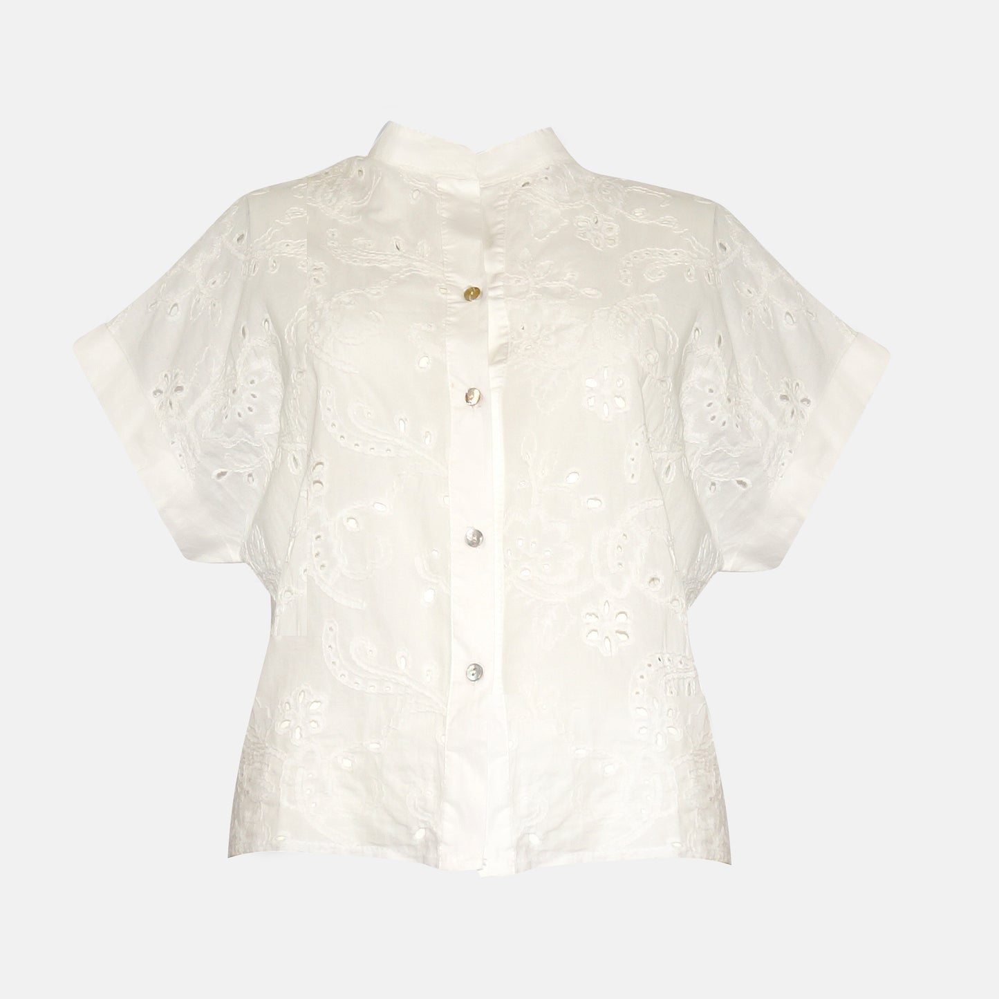 Carmicia Cotton embroidery anglaise button blouse short sleeve