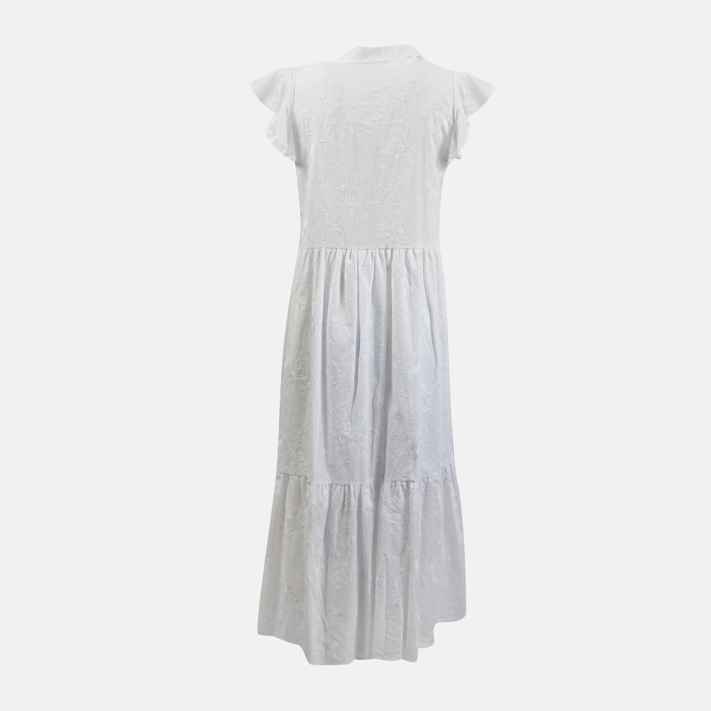Lucia Shirt dress, 3 tiered skirt button front with short frill sleeve