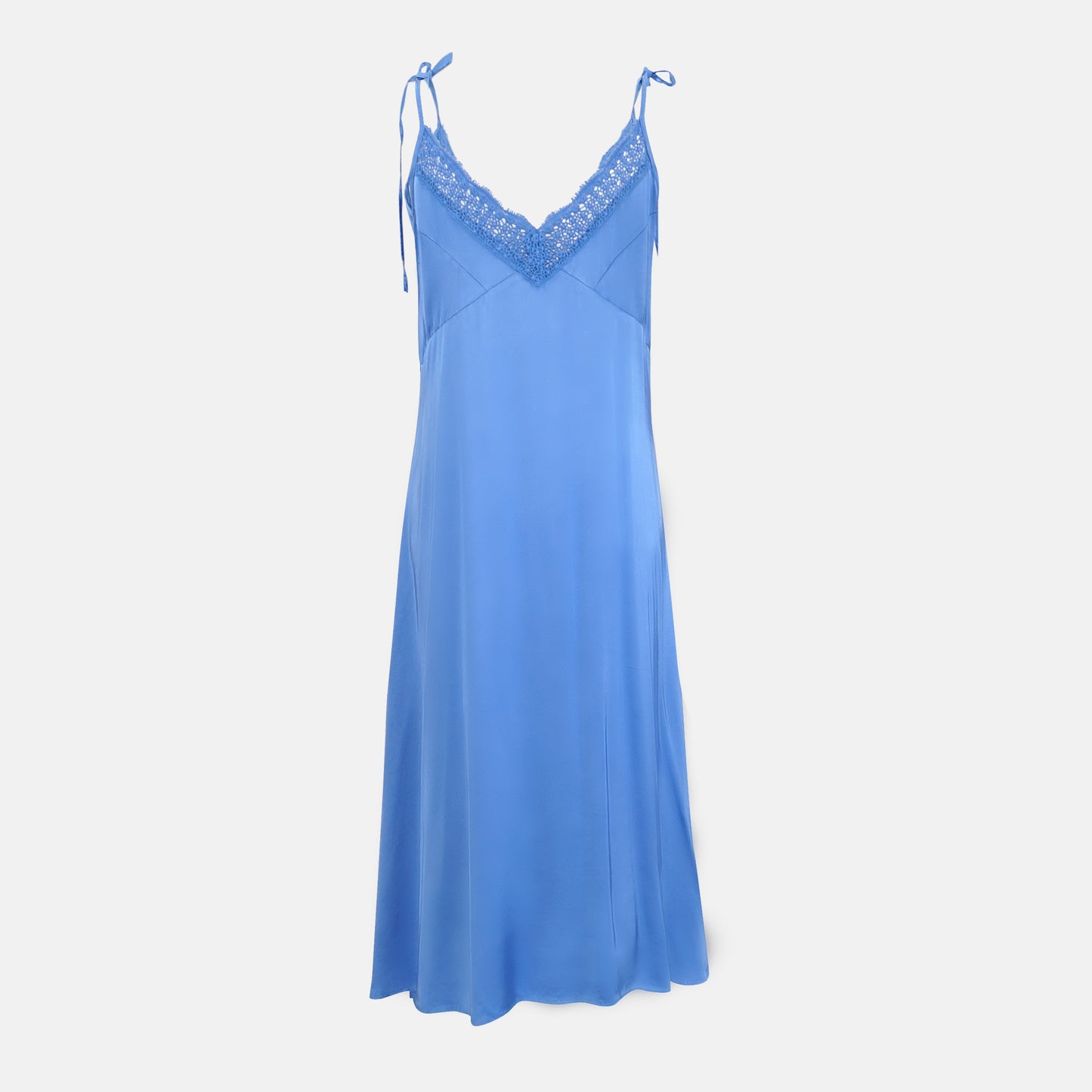 Carina Dress V Neck lace edged Cornflower Blue