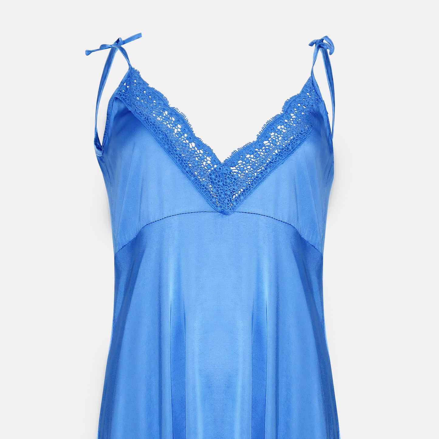 Carina Dress V Neck lace edged Cornflower Blue