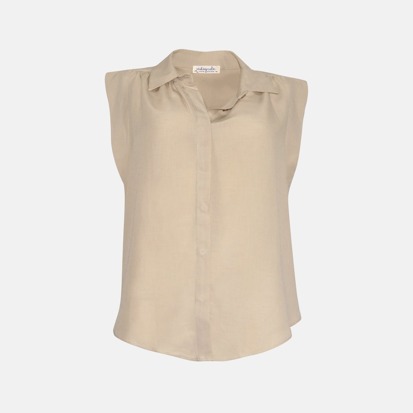 Tia	Capped sleeve collared shirt