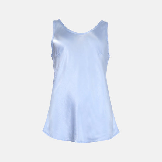 Raso  Satin round neck singlet Powder Blue