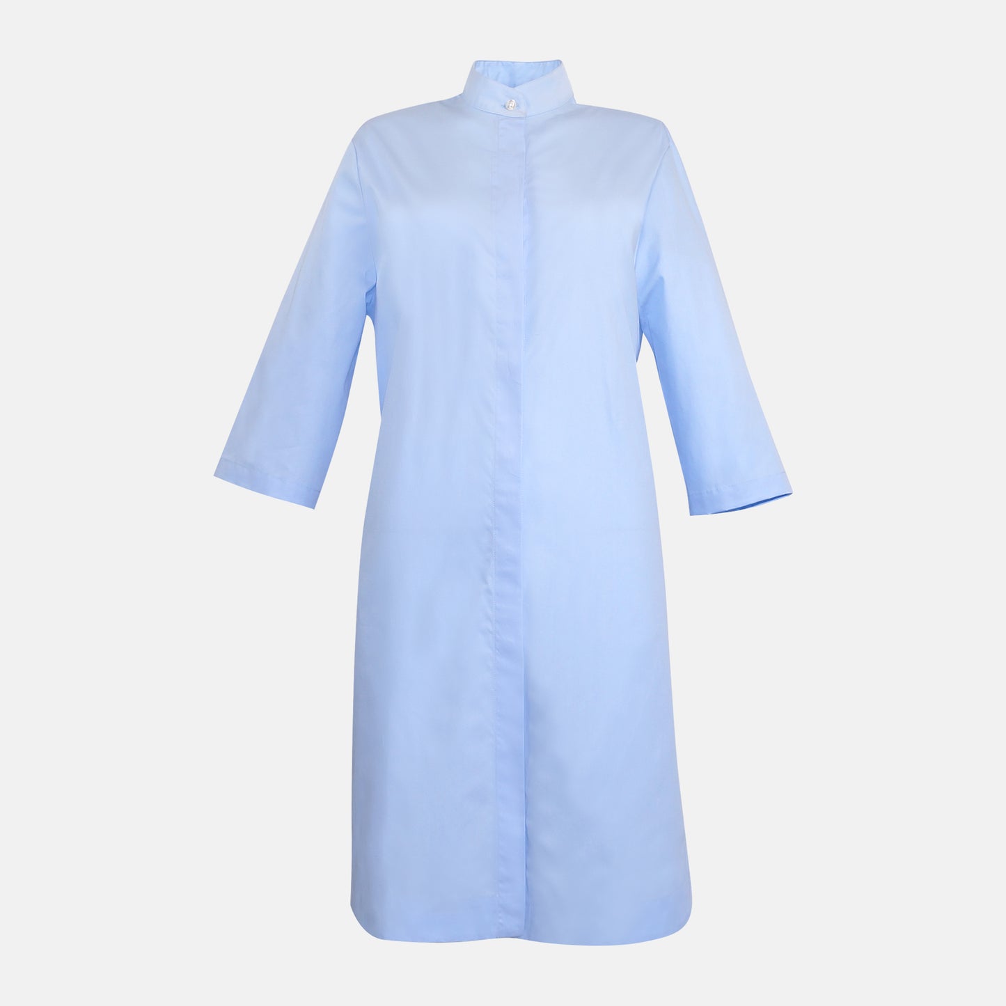 Avery SkyBlue Shirt Dress front hidden lapel