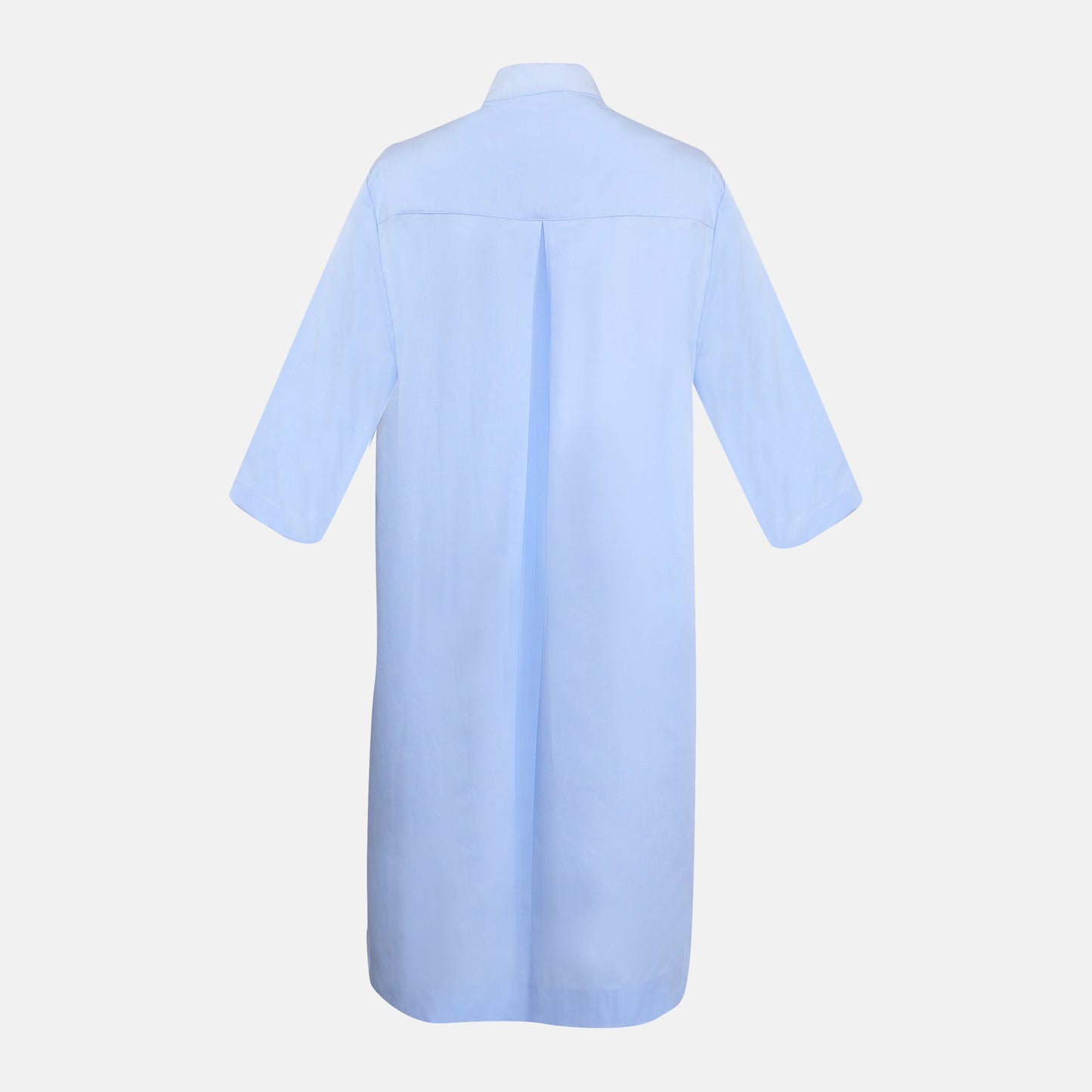 Avery SkyBlue Shirt Dress front hidden lapel