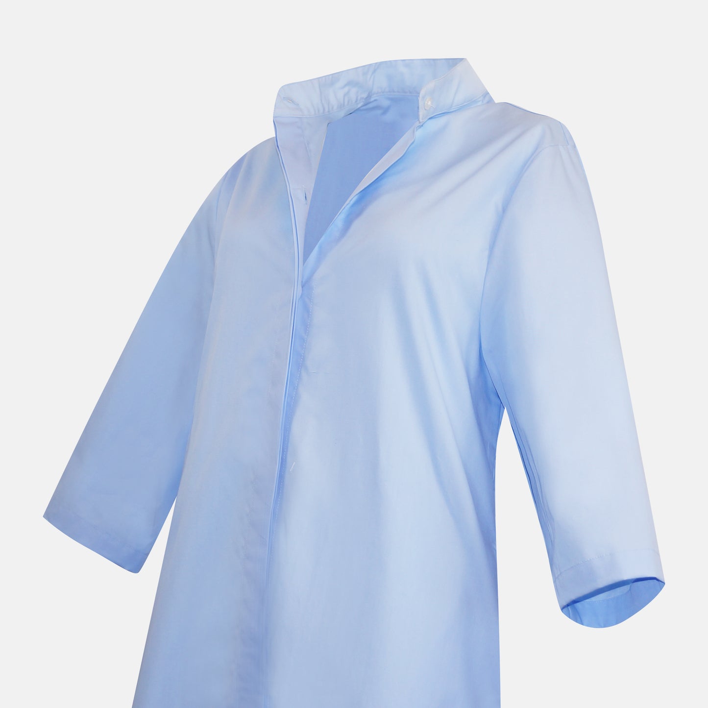 Avery SkyBlue Shirt Dress front hidden lapel