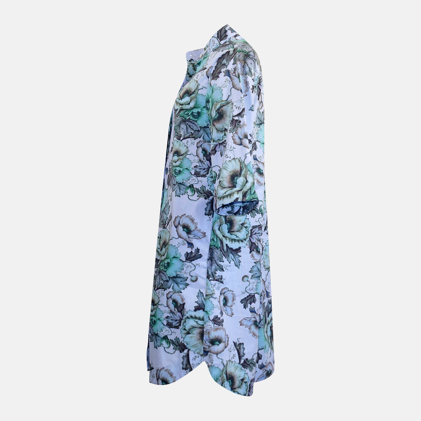 Avery Blue Green Leaf Print Shirt Dress