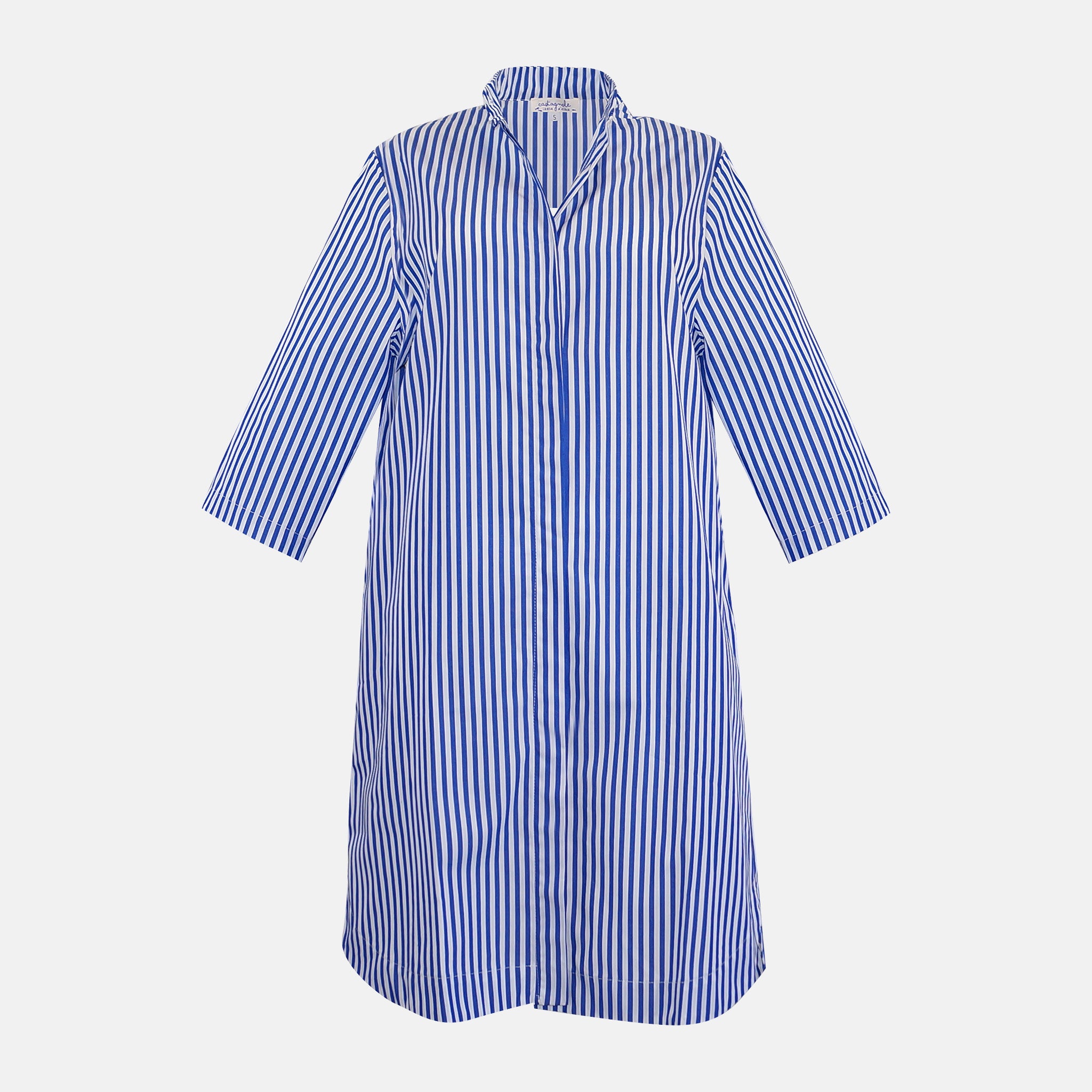 A La Plage Navy Blue discount Pin Stripe Belted Shirt Dress