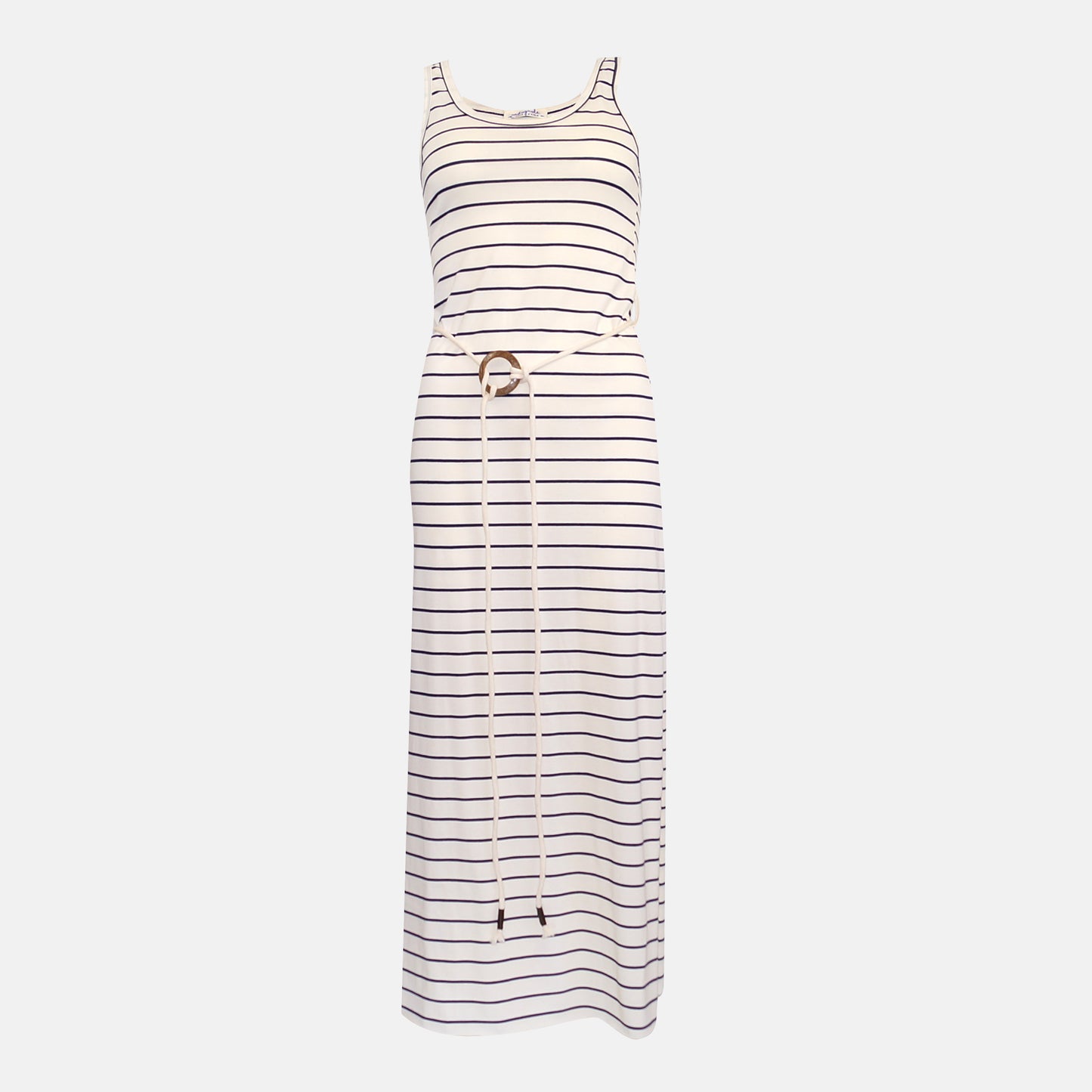 Isla	Nautical Singlet Maxi Dress 	Navy Stripe